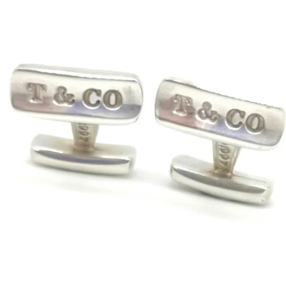 TIFFANY & CO 1837 STERLING SILVER BAR CUFF LINKS-RARE! EUC! AUTHENTIC